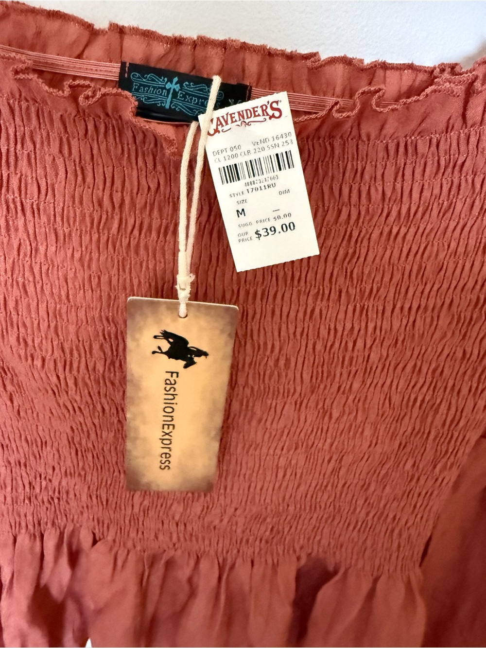 Off-Shoulder Ruffle Peasant Top in Rust - Picture 2 of 2